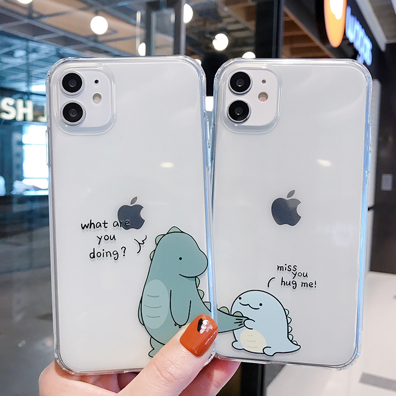 Cute transparent couple mobile phone case