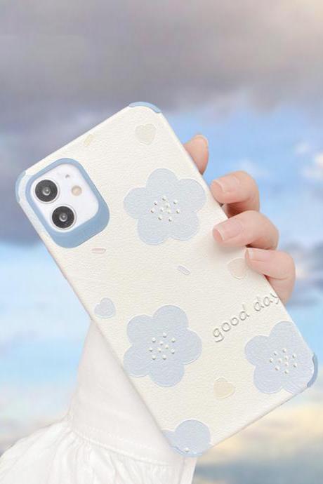 Cute blue flower anti-drop phone case