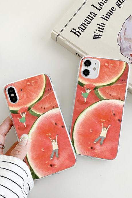 Cute watermelon cartoon transparent phone case
