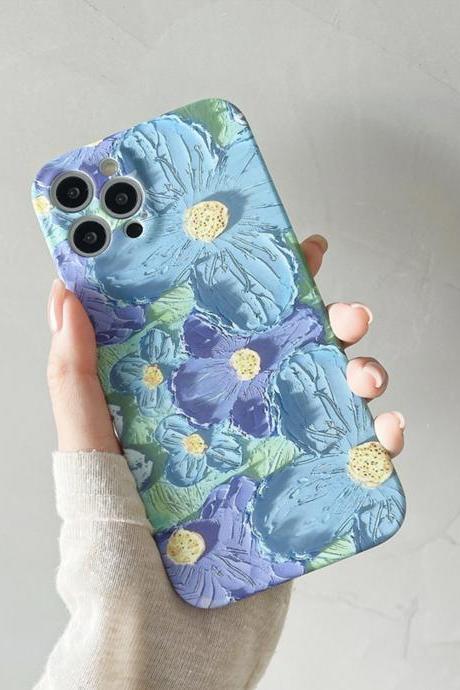 Blue oil painting mobile phone case