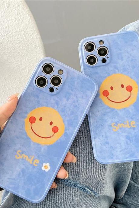 Cute blue smiley phone case