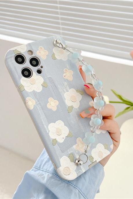 Cute blue flowers mobile phone protective case