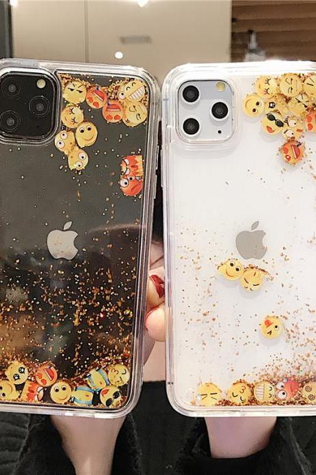 Cute mobile phone case with quicksand emoji